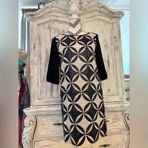 K.T. Kiyoko Takase Elegant Black and White Geometric Dress🤩